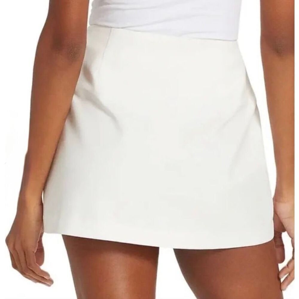 NWT Ramy Brook Jones Ivory Belted Mini Skirt 10 White High Rise Slit Date Night - Picture 3 of 7